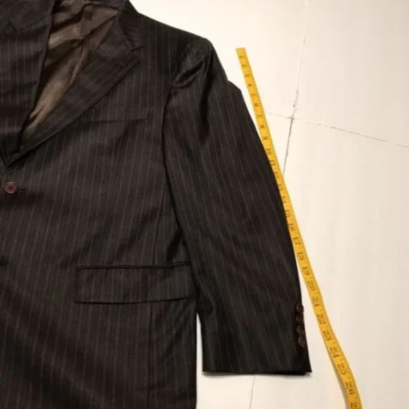 Daniel Cremieux Loro Piana Mens Brown Pinstripe Blazer Suit Jacket Size 42R